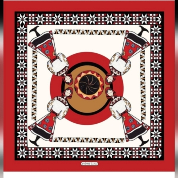Andrea Tincu Accessories - 100% Italian Silk Elegant Red and Black Scarf -Small 67x67 cm